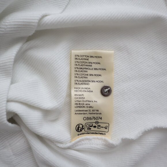 Pilcro White Ribbed Button Front Tank Top | M - Picture 3 of 6